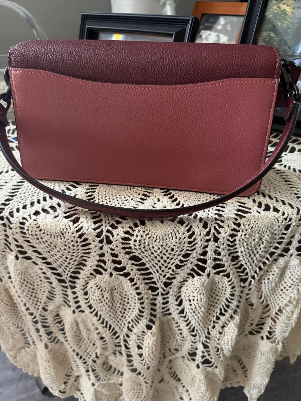 Coach Tabby Colorblock Leather Crossbody Bag in Burgundy, Pink & Orange - Picture 2 of 5